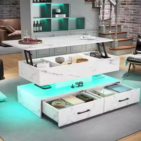 40 Inch Lift Coffee Table, Living Room Coffee Table with Storage, Small Coffee Table with 2 Drawers 