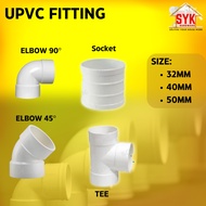 SYK UPVC Elbow Socket Tee Poly Fitting Poly Pipe Joint Connector Part Accessories Penyambung Paip Ai
