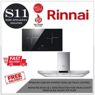 RINNAI RH-C249-SSR CHIMNEY HOOD LED TOUCH CONTROL  +  RINNAI RB-7012H-CB 2 ZONE INDUCTION HOB (70CM) SCHOTT CERAN GLASS (BLACK) TOP PLATE