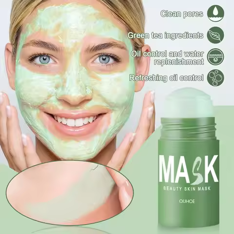 Green Tea Mask Face Clean Stick Moisturizing Deep Cleansing Remove Pores Blackhead Facial Mask Oil C