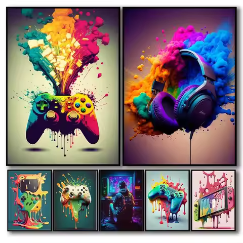 Acrylic Paint By Numbers Colorful Game ControllerPainting By Numbers on Canvas Coloring By Number fo