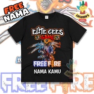 KAOS BAJU ANAK FF FREE FIRE ELITE CEES GANK VERSI MP40 TAS SAYAP FREE NAMA