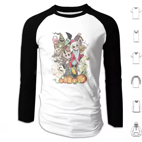 Nightmare Hoodie Cotton Long Sleeve Tim Burton Halloween Jack Christmas Nightmare Sally Burton Skell