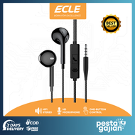 ECLE Original Earphone/Headset Flat-Cable Stereo Super Bass 3.5mm Jack/HD Microphone Putih/White