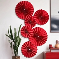 Paper fans set of 6 with pearls to decorate events and homes..