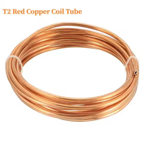T2 Red Copper Coil Tube OD 2 3 4 5 6 6.35 8 9.52 10-16mm 99.9%Pure Coppers Refrigeration Tubing Soft