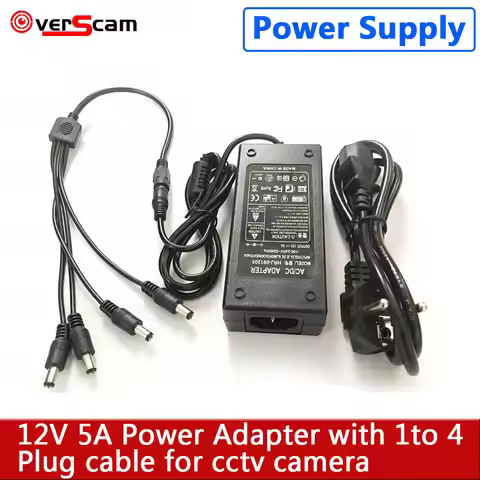 Devoccvo 12V 5A 4 Port CCTV Camera AC Adapter Power Supply Box For The CCTV Camera