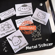 [Wholesale Price] 1PC Sanrio Cute Metal Stickers Waterproof Silver Line Sticker Desktop Phone Mirror Decorative Sticker MyMelody HelloKitty Kuromi Cinnamoroll