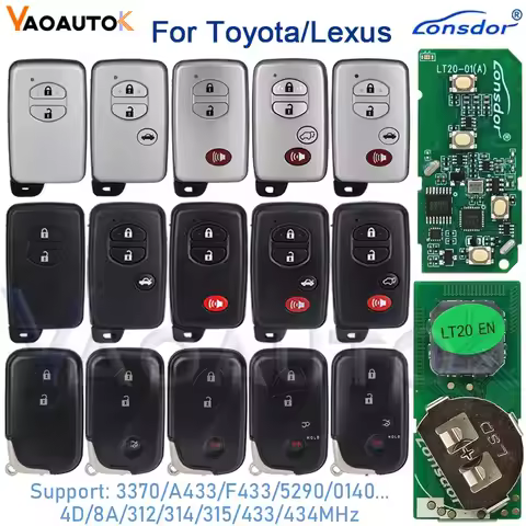 Lonsdor LT20-01 Remote Car Key Fob for Toyota Corolla Camry Prado RAV4 for Lexus ES IS LS 4D 8A Chip