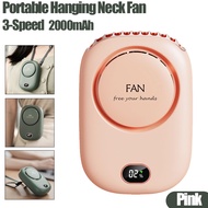 YOOGOO Kipas Angin Mini Portable Fan 3 kecepatan angin handheld folding outdoor lazy hanging neck fan 5000mah mobile powerbank USB rechargeble kipas angin kecil