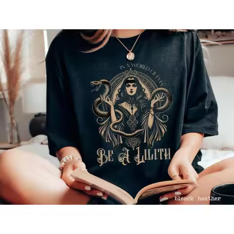 Lilith T-shirt, Become Lilith in Eve's World, Feminist Dark Goddess, Gothic Shirt, T-shirt, Gothic W