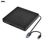 【hzsskkdssw03.sg】External DVD Drive, USB3.0/Type-C DVD CD ROM +/-RW Player for Laptop, Optical Disk Burner with 2 USB3.0 Port, SD/TF Port