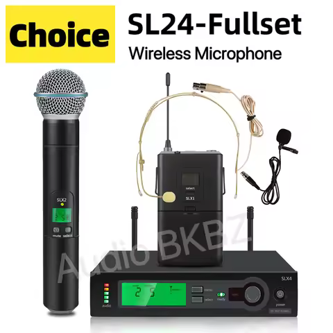 SL24-Fullset Professional Wireless Microphone Cardioid BETA Handheld Bodypack Microphone Stage Perfo