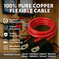 6mm2 (10AWG) / 10mm2 (8AWG) / 16mm2 (6AWG) / 25mm2 (4AWG) 100% Pure Copper Flexible Battery Cable wi