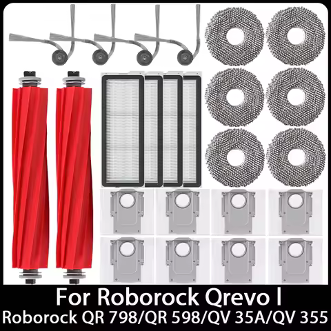 Compatible For ( Roborock QR 798 / QR 598 / QV 35A / QV 35S / Qrevo L ) Parts Main Side Brush Hepa F