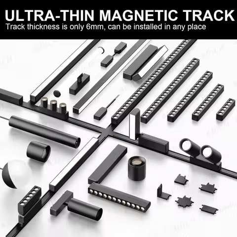 Slim Magnetic Track Light No Ceiling Required 6mm Surface Mounted Rail Home Store Flood Grille Spot 