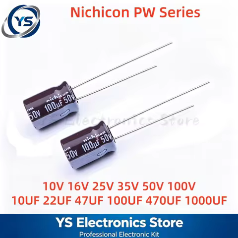 10pcs Nichicon PW Electrolytic capacitors 10V 16V 25V 35V 50V 63V 100V 10UF 22UF 47UF 100UF 2200UF 4