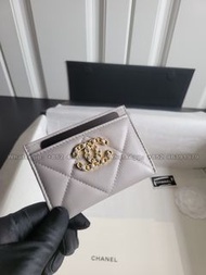 💟CHANEL 19菱格紋雙C卡包 灰色  #全實拍 100%new 零錢包，Wallet，Coin Purse，Card Holder，卡包，卡套，卡夾，香奈兒，生日禮物Gift，免運費 包郵 支持