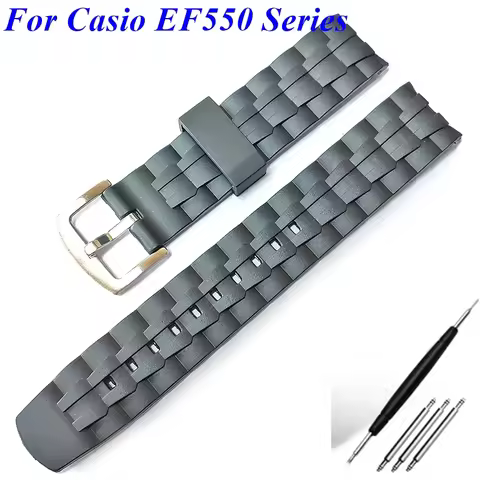 For Casio Edifice EF550 Series 22mm Curved End Watch Strap TPU Silicone Band Wtaerproof Replacement 