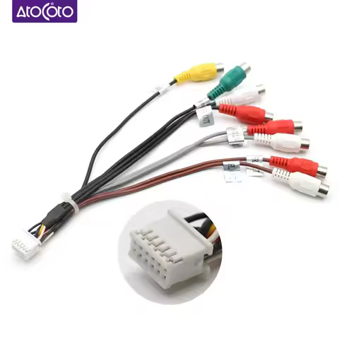 12 Pin Universal RCA Output Wire Harness Aux in Subwoofer Cable Adapter Wiring Connector Android Rad