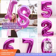 Jumbo PINK 80 Cm Number Balloon / Large Number Foil Balloon / Pink glossy number balloon / number fo