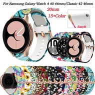 Printing Silicone Smart Watch 20mm Strap For Samsung Galaxy Watch 4 Classic 42 46mm Wrist Galaxy Watch4 /Active 2 40 44mm Correa