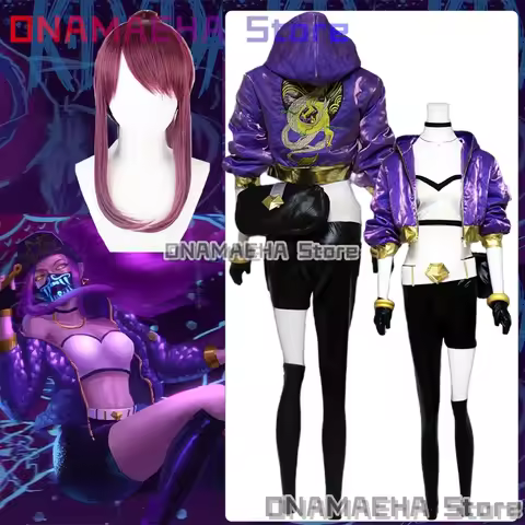 KDA Akali Cosplay Costume GAME LOL KDA Akali Cosplay Costume Women Outfit Purple Coat Pants Gloves B