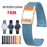 FKM Strap 18mm 19mm 20mm 21mm 22mm Quick Release Fluoro Rubber Watch Band Butterfly Buckle Cut To Si