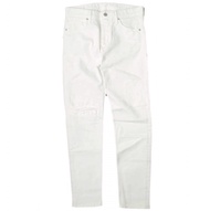 e JEANS 日本製造 修身直筒緊身牛仔褲，岡山小島產，破損已修復，尺寸 171100801，23 吋 白色，拉鍊門襟，修身版型，原價：¥34,100。 [近全新][二手][e JEANS]