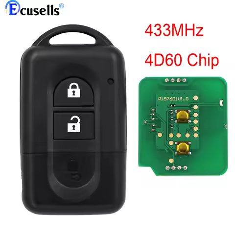 Keyless Remote key 2 Buttons 433MHz 4D60 Chip for Nissan Micra X-trail Note NV200 TIIDA 285E3AX605 /