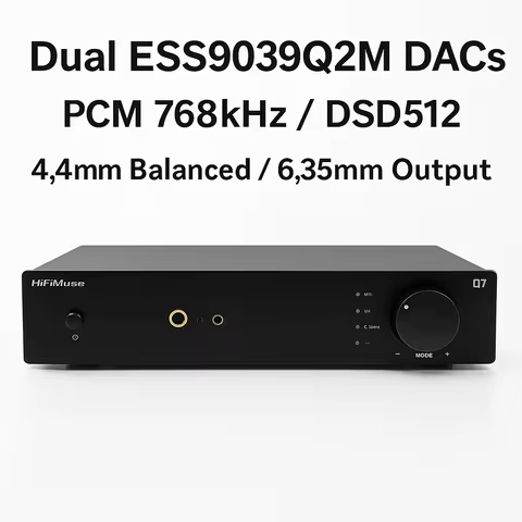 HiFiMuse Q7 DAC Headphone Amplifier ESS9039Q2M*2 Bluetooth 5.2 XMOS USB DSD512 PCM384kHz 4.4mm Balan