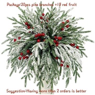 30 Artificial Christmas Tree Branches with Berries, 13.8 Inch Fake Norfolk Spruce Leaves, Holiday De