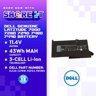 DELL LATITUDE 7000 7280 7290 7480 7490 42WHR 3CELLS BATTERY P/N:DJ1J0 C27RW PGFX4 9W9MX