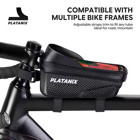 PLATANIX EVA Hard Shell Bike Top Tube Bag Touch Screen Phone Holder Waterproof Bicycle Frame Storage