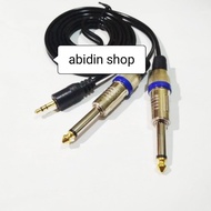 Kabel Audio Jack Aux 3.5mm Stereo Gold Plate Male To 2 Akai 1.5 Meter