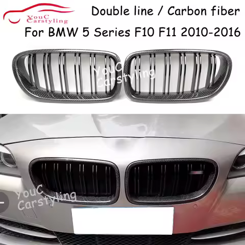 F10 Real Carbon Fiber Grills Front Kidney Grille Mesh For BMW F10 F11 5 Series 2010-2016 520i 528i 5