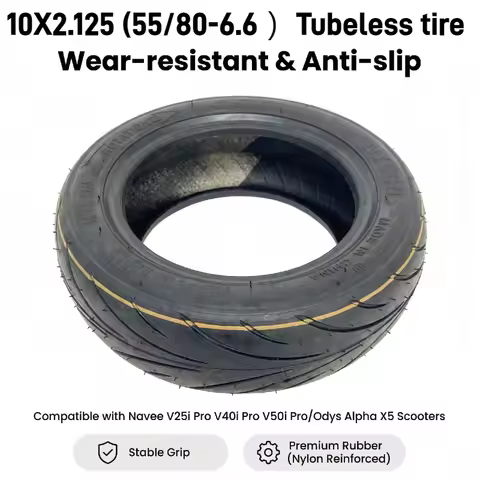 10X2.125 55/80-6.6 Tubeless Tire for Navee V25i Pro V40i Pro V50i Pro Odys Alpha X5 Electric Scooter
