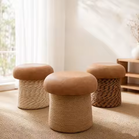 Creative Mushroom Stool Aesthetic Round Low Stools Home Entrance Living Room Furniture Decor Portabl