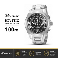 New Jam Tangan Pria Seiko Priemer Kinetic Chronograph Stainless Steel