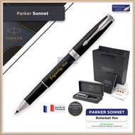 Parker Sonnet Rollerball Pen - Matte Black Chrome Trim (with Black - Medium (M) Refill) / {ORIGINAL} / [Pen Gifts]