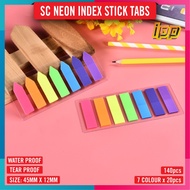 SC Neon Index Sticky Tabs 7 Colour 12mm X 45mm / Index Stick Tabs Water Proof & Tear Proof (140's / 