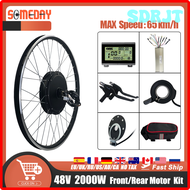 SDRJT Electric Bike Conversion Kit 20-29 Inch 700C 48V 2000W Brushless Front Rear Bicycle Hub Motor 