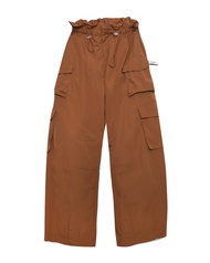 Kloset Design Drawstring Cargo Pants (LS2-25-P003) กางเกงคาร์โก้ผ้าร่ม ดีไซน์เชือกรูดที่เอวและปลายขา