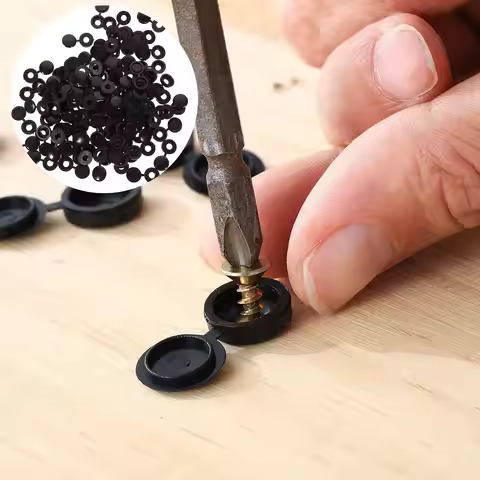 100Pcs Black PP Screw Caps for Furniture Screws Protection Fine Workmanship Flexible Easy Install De