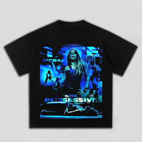 Tate McRae Miss Possessive Tour Blue Concert Graphic T-Shirt Men Women Casual Streetwear Music Fan T