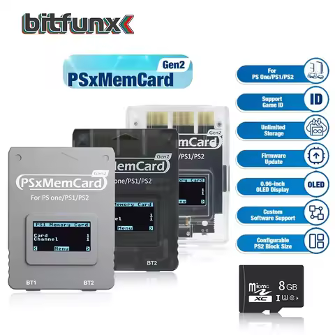 BitFunx PSxMemCard Gen2 SD2PSX Memory Card For PS1/PS2 SD Card Reader Card Adapter For PS One Game C