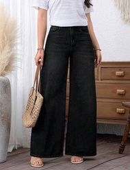 Women Wide Leg Denim Jeans (Washed)Baggy Jeans