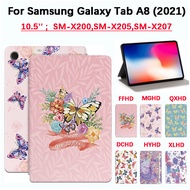 For Samsung Galaxy Tab A8 10.5 inch (2021) SM-X200,SM-X205,SM-X207 High quality sweat proof anti slip tablet protective case fashion color butterfly lens protection pattern butterfly flip auto sleep leather stand cover shell