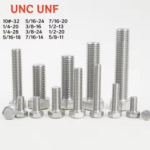 UNC UNF 304 A2 Stainless Steel Outer Hexagon Head Bolt 10# 1/4 5/16 3/8 7/16 1/2 5/8 External Hex Sc