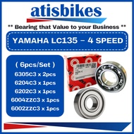 FAG YAMAHA LC135 4Speed ( 6pcs/Set-C3 ) 100% ORIGINAL Motorcycle Engine Bearings 6002C3 6004C3 6202C